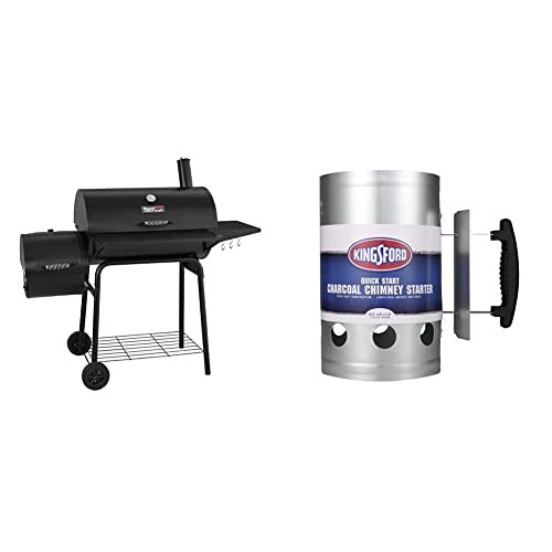 Royal Gourmet 30" BBQ Charcoal Grill and Offset Smoker | 800 Square Inch cooking surface, Outdoor for Camping | Black, CC1830S model
