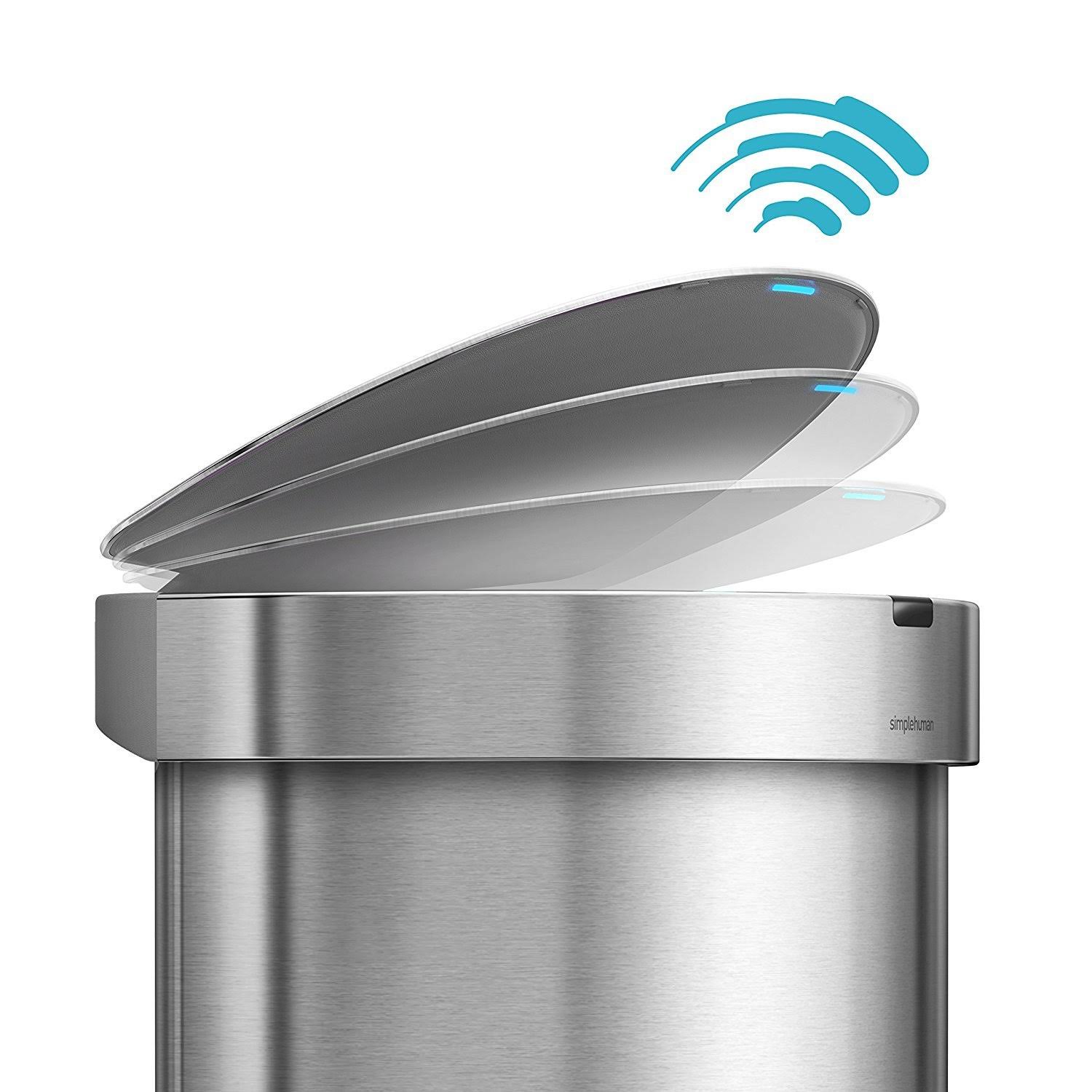 simplehuman 45 LITER Semi-Round Automatic Sensor Trash Can, Brushed Stainless Steel