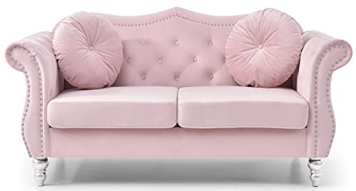 Glory Furniture Hollywood Velvet Loveseat in Pink