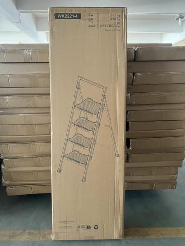 KINGRACK 5 Step Ladder with Tool Platform, Sturdy Step Stool with Handrail, Folding Steel Ladder with Wide Pedal, Safety Ladder for Adults Home Outdoor Painting Garage