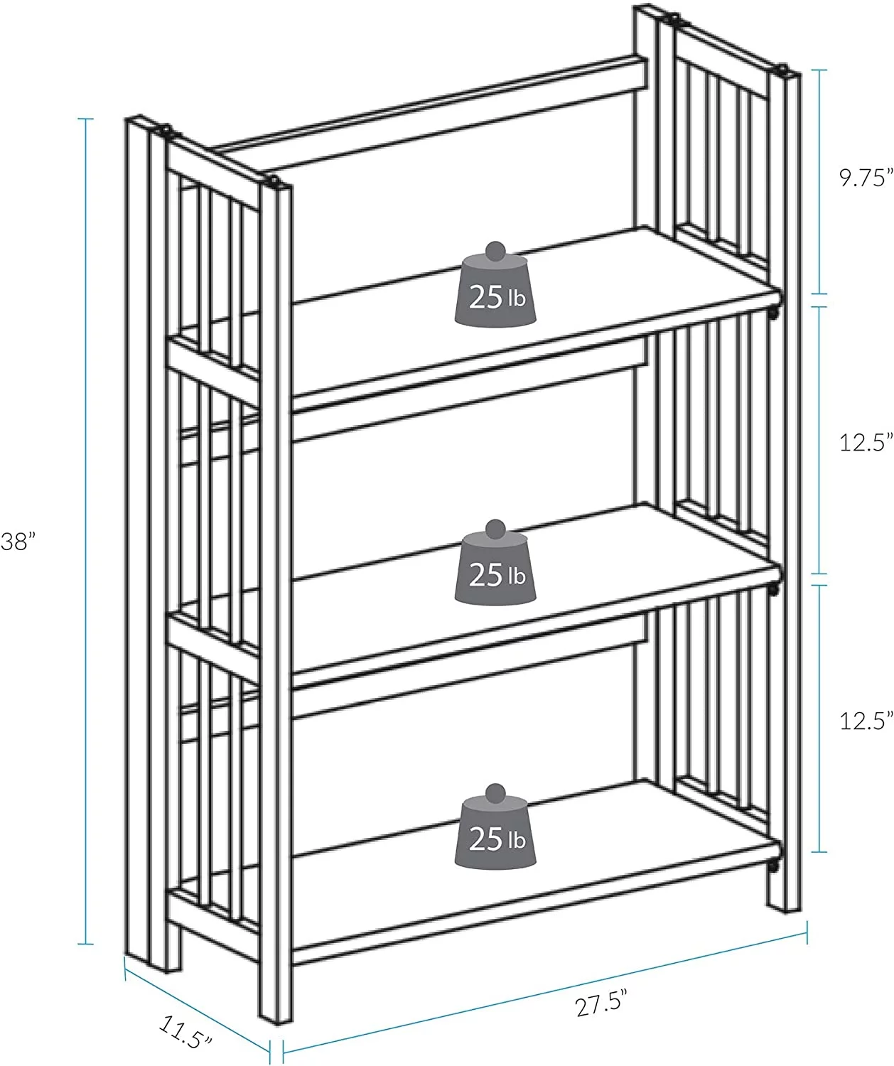3 Shelf Folding Stackable Bookcase, 27.5" Wide, Espresso - Curated Treasures Market