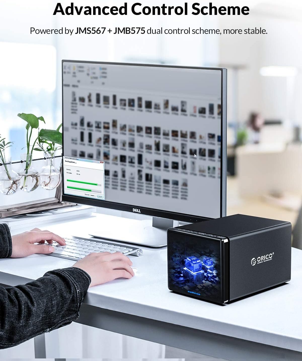 ORICO 5 Bay Raid Hard Drive Enclosure Magnetic Aluminum USB 3.0 to SATA for 3.5 inch HDD Tool Free Storage Case Support 7 RAID Modes Up to 80TB(5X16TB) - NS500RU3