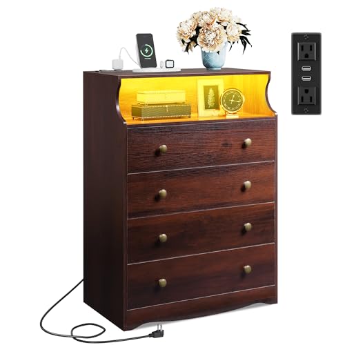 WLIVE Wood Dresser with 5 Drawers, Black Wooden Storage Cabinet, Organizer Drawers for Bedroom, Living Room, Hallway, Measuring 15.75" W * 31.50" D * 45.35" H ﻿