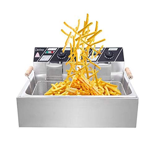 Electric Countertop Deep Fryer, Stainless Steel Large Capacity French Fries With Removable Basket and Professional Heating Element