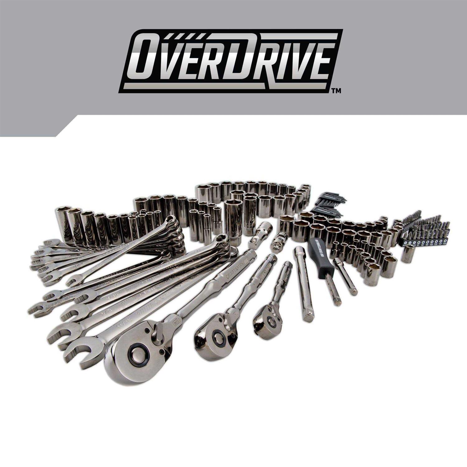 Craftsman OVERDRIVE 154-Piece Standard and Metric Gunmetal Chrome Mechanics Tool Set with Hard Case - Shop Hardware Tools Online Store