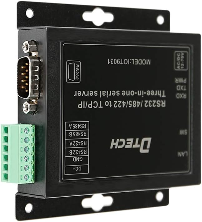 DTECH Serial to Ethernet Converter Adapter RS232 RS422 RS485 to TCP IP Device Server Supports DHCP DNS Modbus RTU/TCP 10/100M Power Over Ethernet POE Pack of 2