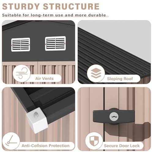 All-Weather Resin Shed with Window, Outdoor Plastic Garden Shed with Lockable Door and Vents, Outdoor Resin Storage Sheds for Tool, Bike, Backyard, Patio