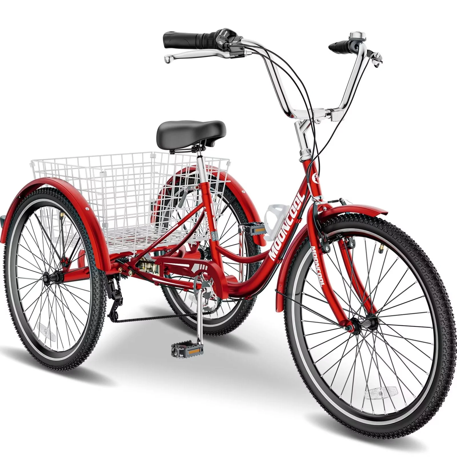 FICISOG 26 Adult Tricycle, 3 Wheel 7 Speed Bikes,450lbs Capacity Cruise Trike with Shopping Basket