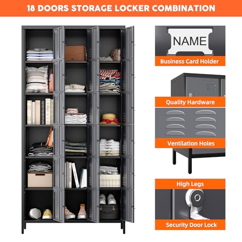 METAN Metal Storage Locker for School Office Gym Bedroom, 12 Doors Locker Cabinet for Employees, Industrial Steel Storage Locker with 12 Hooks, Assembly Required (12 Door-Light Gray)