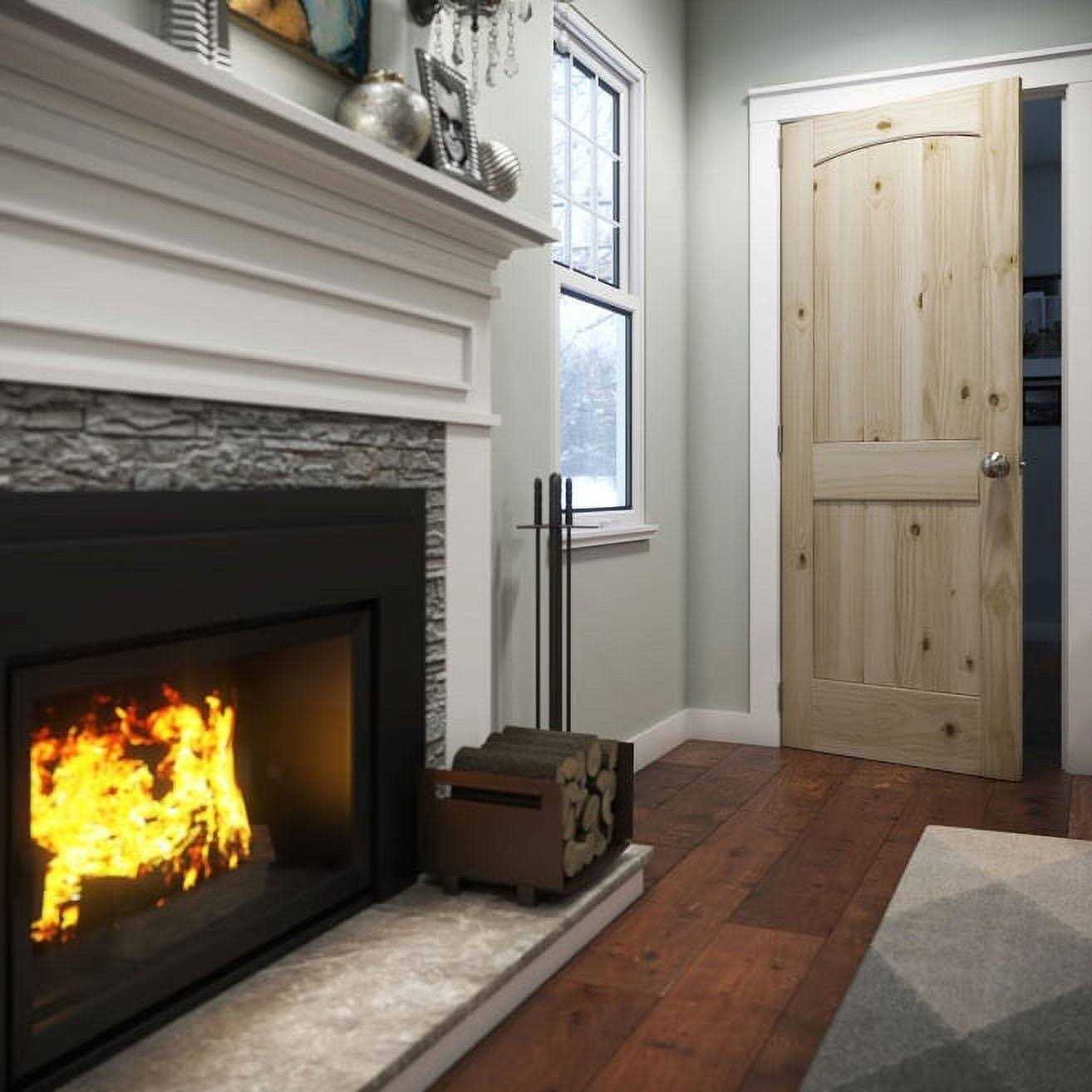 EightDoors 80 x 2 Panel V-Grooved Arch Top Knotty Pine Unfinished Solid Wood Core Door - Shop Hardware Tools Online Store