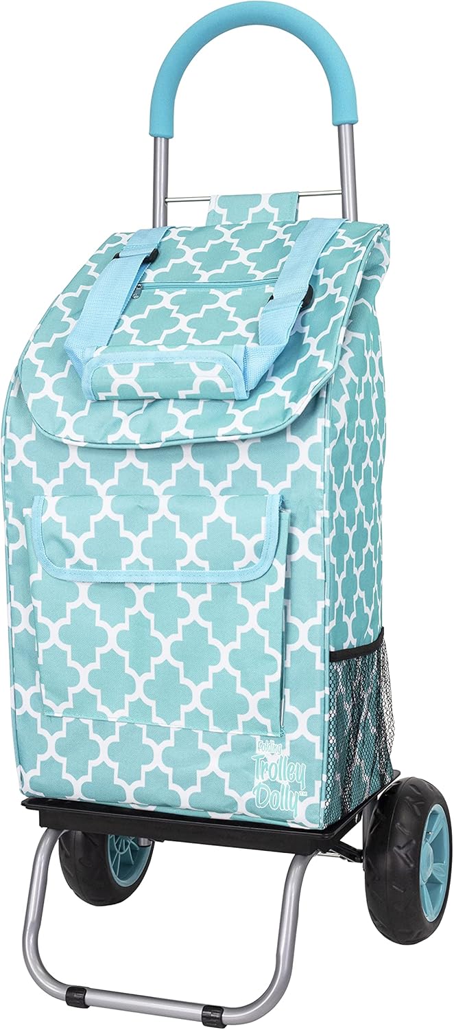 dbest products Trolley Dolly Purple Foldable Shopping cart for Groceries with Wheels and Removable Bag and Rolling Personal Handtruck Standard