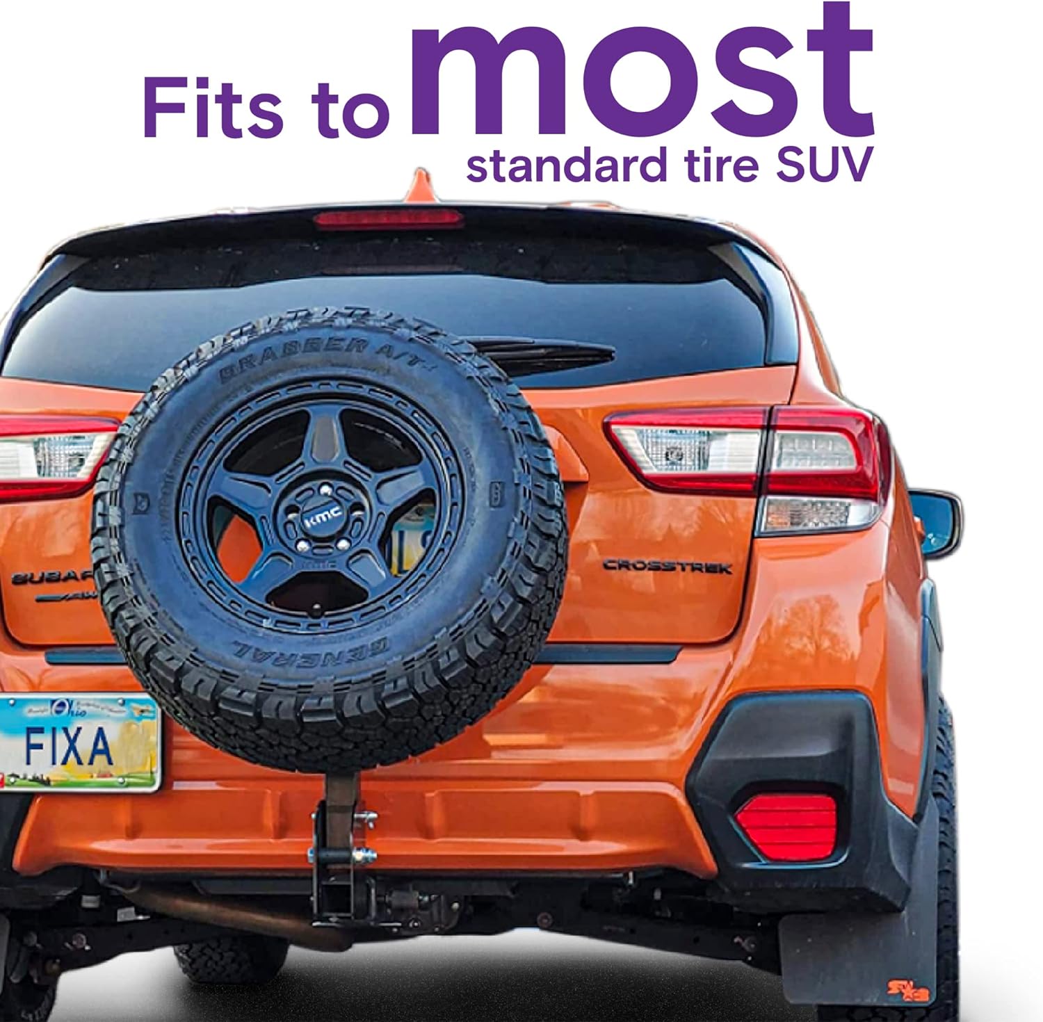 FIXA TOOLS Hitch Spare Tire Mount Universal Trailer Hitch Tire Carrier Foldable Construction for SUV Hitch Mount Collapsible Mount Rack Adaptor for 2-inch Receiver Front and Back Rear Tailgate