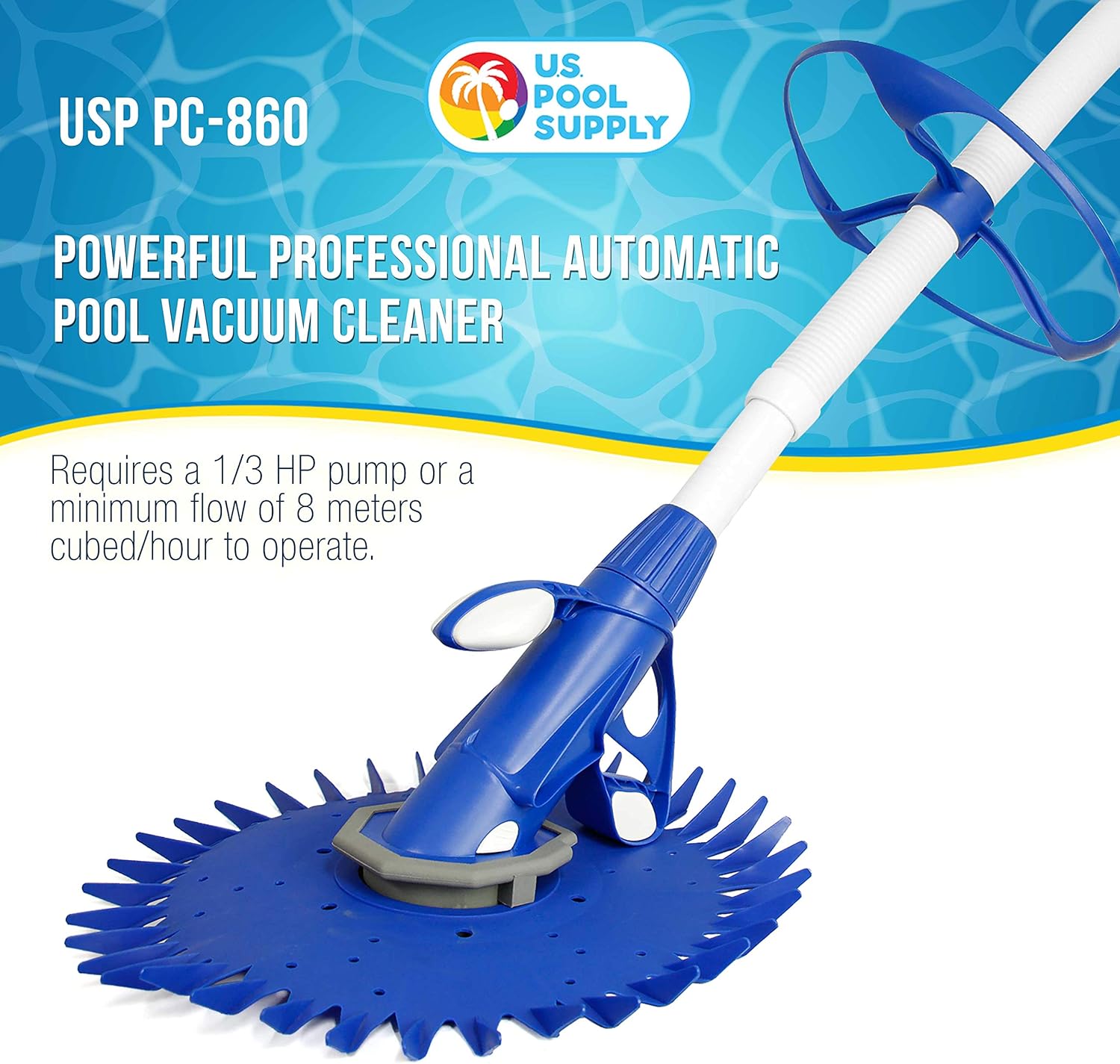 U.S. Pool Supply Professional Automatic Pool Vacuum Cleaner - Powerful Suction That Removes Swimming Pool Debris, Cleans Floors, Walls and Steps