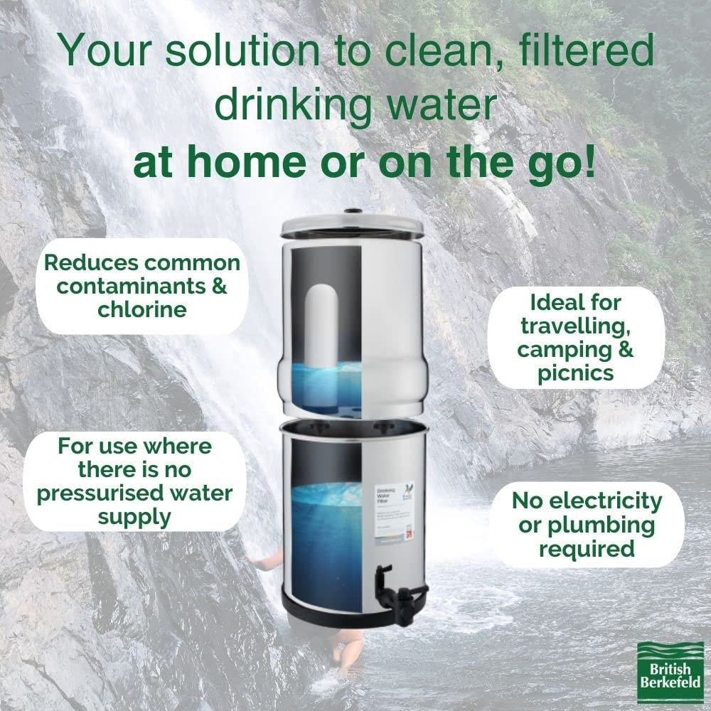 British Berkefeld Doulton British Berkefeld W9361132 2.25 Gallon Countertop Water Filter System Uses 2X Ultra Fluoride Ceramic Filters