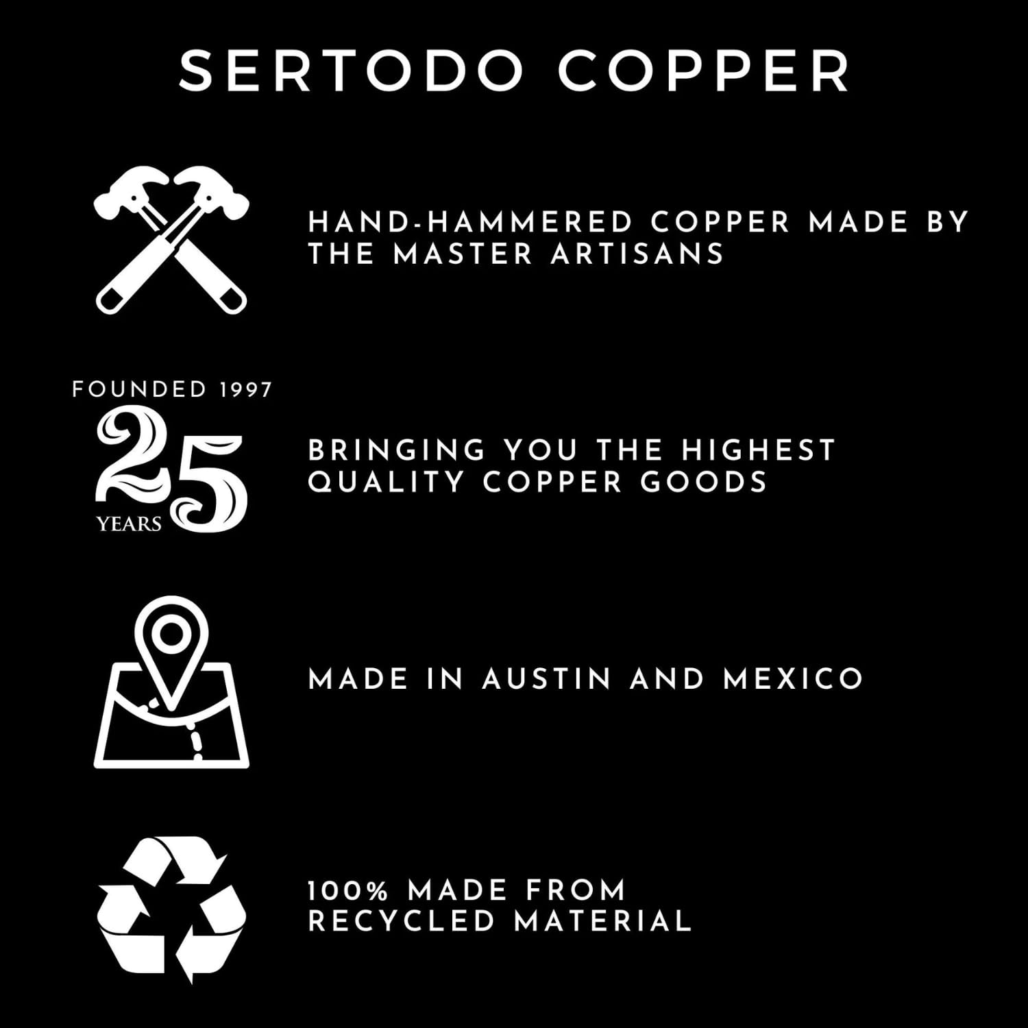 Sertodo Copper Water Filter System, Hand Hammered 100% Pure Copper, 2 Gallon Dispenser Capacity & 2 Gallon Purification Tank Capacity with Stainless Steel Spigot - Filters & Stand Sold Separately