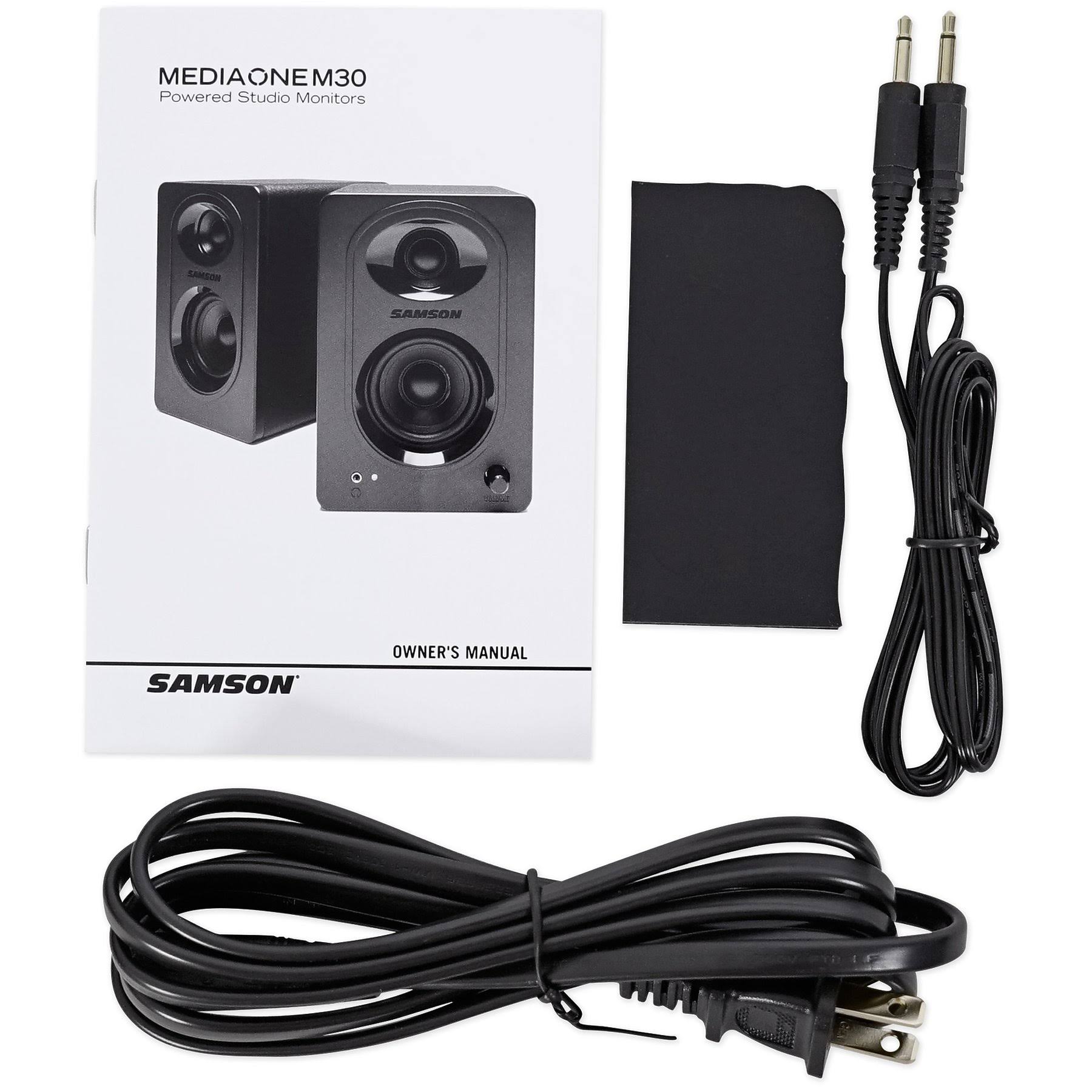 (2) Samson M30 Powered Studio/Computer/Podcast Monitors Speakers+10 Subwoofer SAM30+APM10B