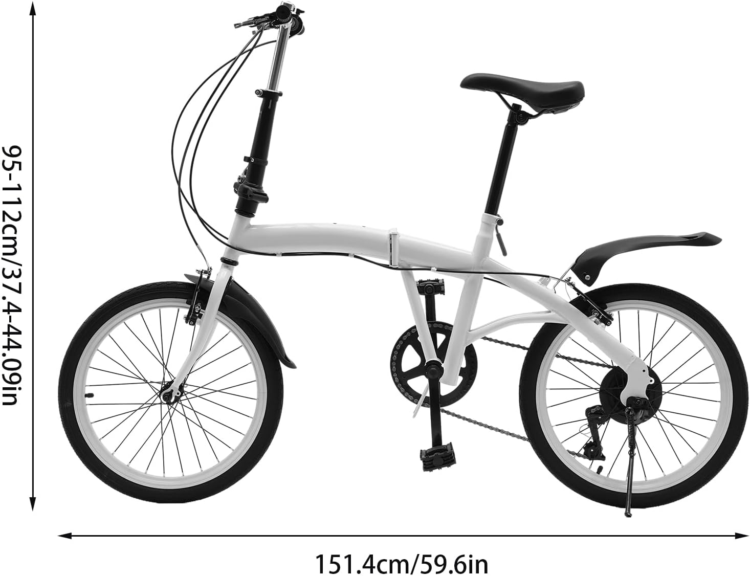 20" Adult Folding Bikes, 6 Speed Shifter Folding City Bike Light Weight Carbon Steel Folding Camping Bicycle Adjustable Height Bicycle for Men/Women/Teen Riding USA Stock