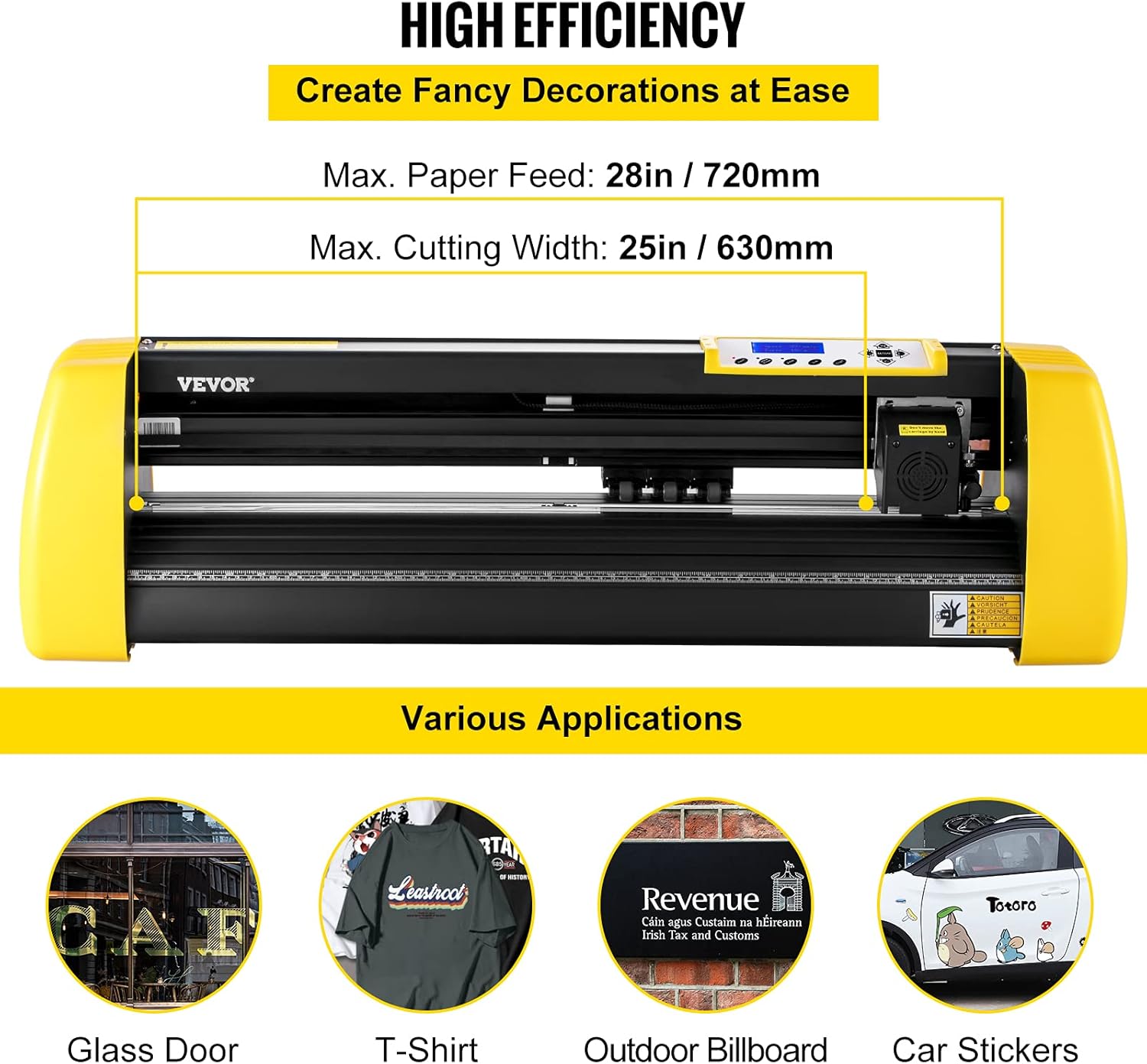 VEVOR Vinyl Cutter Machine, 28 in / 720 mm Max Paper Feed Cutting Plotter, Automatic Camera Contour Cutting LCD Screen Printer w/Stand Adjustable Force and Speed for Sign Making Plotter Cutter