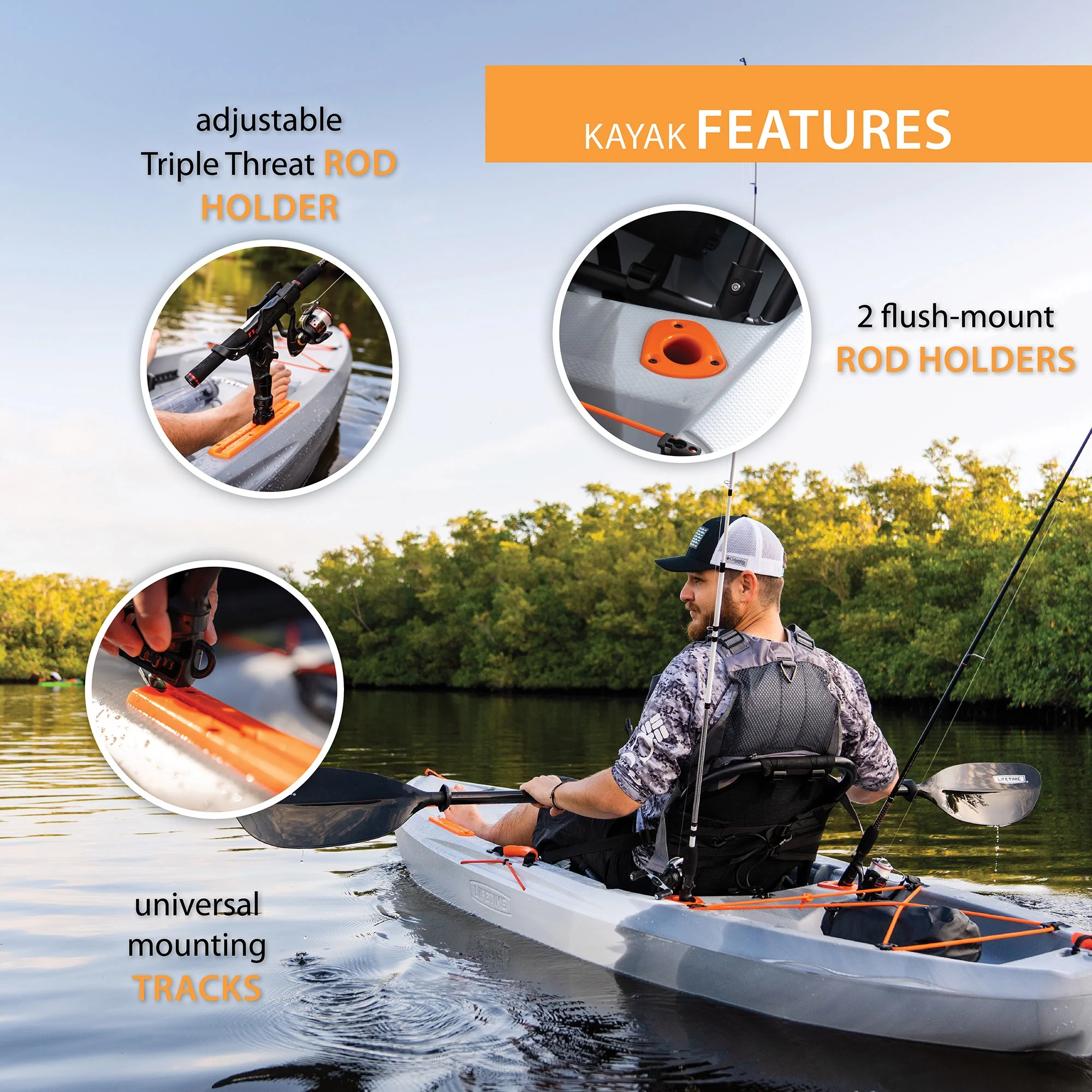 Lifetime Tamarack Pro 123 inch Sit-on-Top Kayak, Eclipse Fusion (91058)