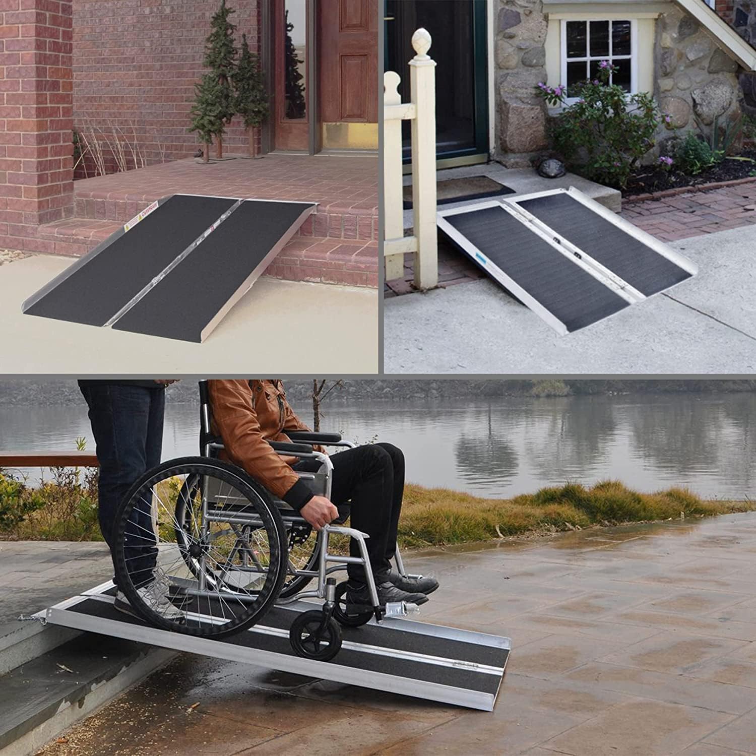LEMNISCATE Wheelchair Ramp 6FT, Portable Wheelchair Ramp for Home, Lightweight Aluminum Ramp for Steps, Non-Skid Threshold Ramp for Doorways, Curbs, Foldable Mobility Scooter Ramp