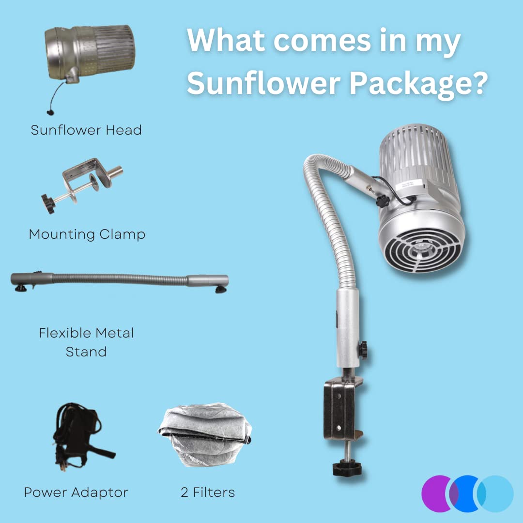 New and Improved Sunflower II LED Nail Dust Collector with 12 Extra Filters