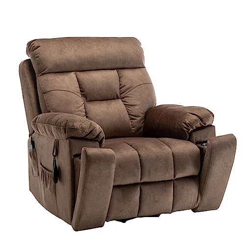 Titan Dual Motor Lay Flat Lift Chairs Recliners - Extra Wide Big Man Recliner with Heat & Massage - Hidden Cup Holder - 400 lbs Capacity (Titan 2.0 - Gray - Knitted Plush)