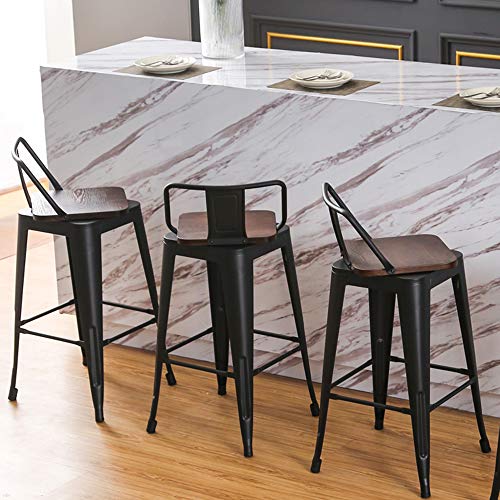 Andeworld 30 Inch Swivel Bar Stools Set of 4 Counter Height Stools Industrial Metal Barstools (30 inch, Distressed White)