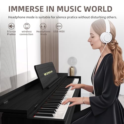 88 Key Fully Weighted Digital Piano Keyboard, 88 Keys Hammer Action Electric Pianos, Wooden Classic Upright Electronic Piano for Beginner, Professional, Midi Compatible, Triple Pedal (Black)