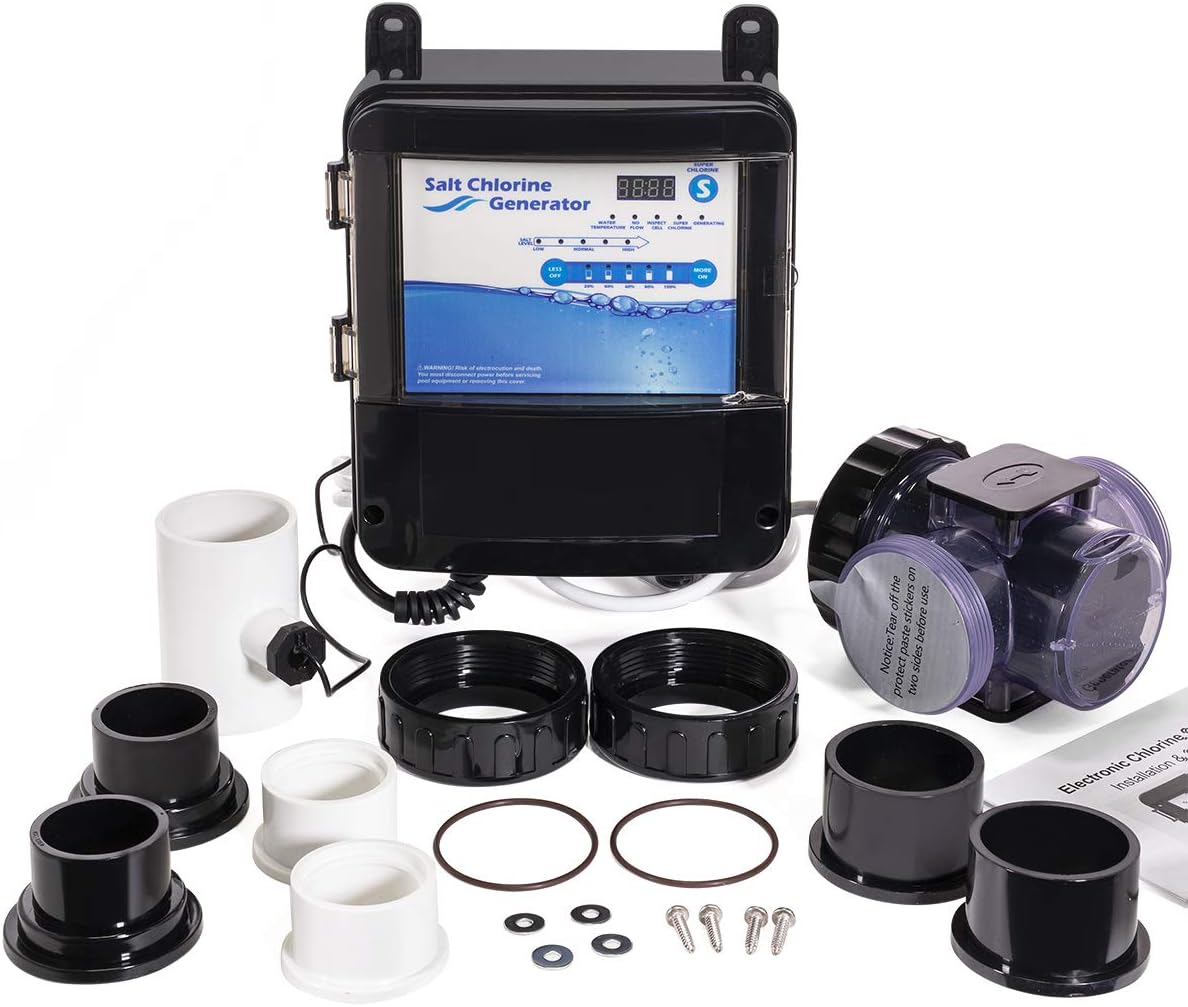 XtremepowerUS 90147 Complete Salt Water System Swimming Pool Generator Chlorination Easy DIY Installation up to 18,000 Gallons, Black