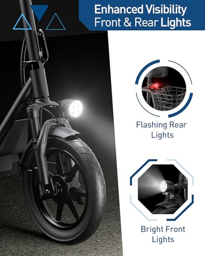 Hiboy Q2 Electric Scooter with Seat for Adults, 500W Peak Motor, 20MPH, 22 Miles Range, Foldable, Dual Suspension, Front & Rear Drum Brakes, Commuter E Scooter with Basket & Phone Holder