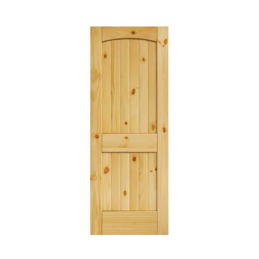 EightDoors 80 x 2 Panel V-Grooved Arch Top Knotty Pine Unfinished Solid Wood Core Door - Shop Hardware Tools Online Store
