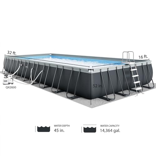 Intex 18' x 9' x 52" Ultra XTR Rectangular Frame Swimming Pool Set with Pump - Above Ground Backyard Large Rectangle Pool with 45-Inch Deep Water