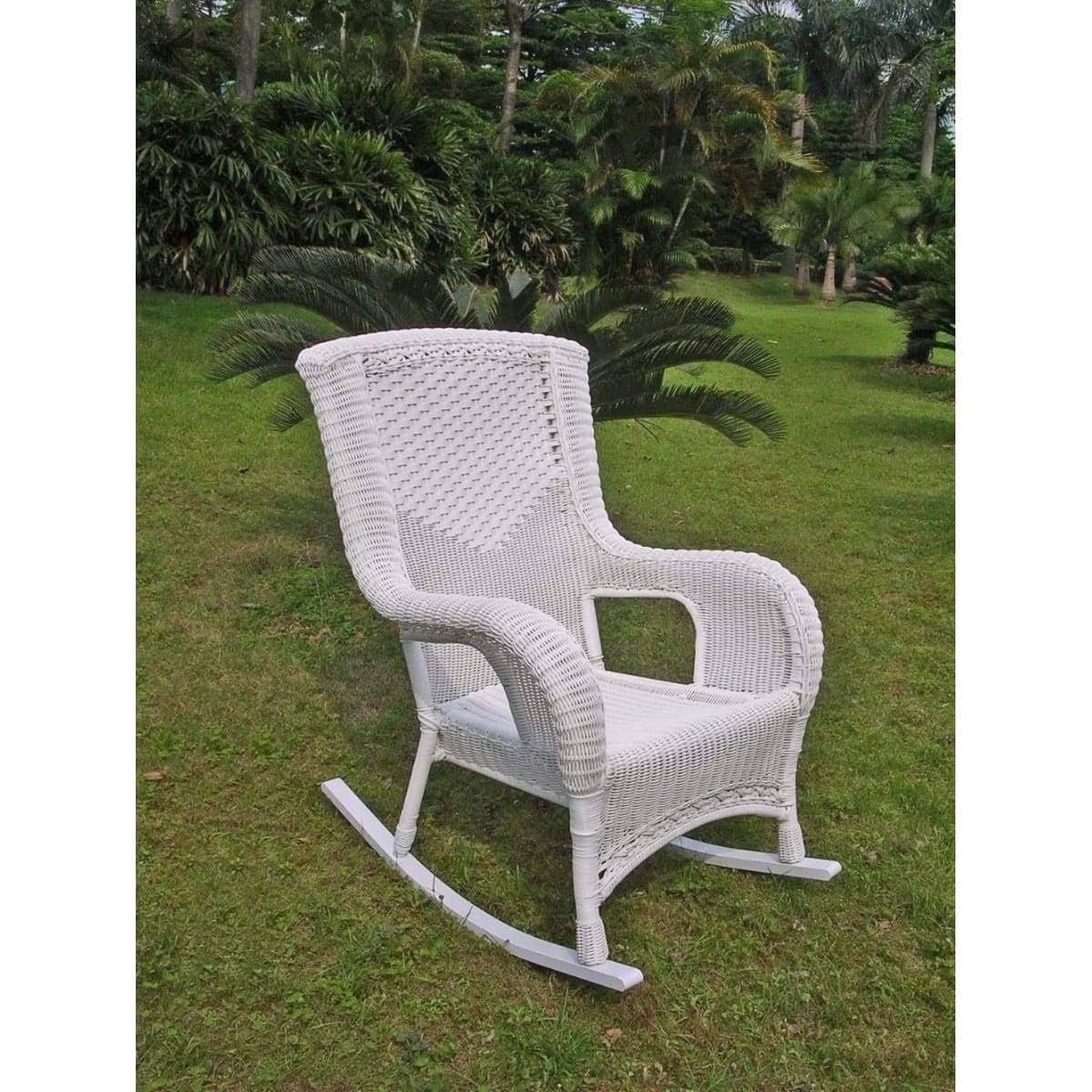 International Caravan San Tropez Resin Wicker Aluminum Rocker - White
