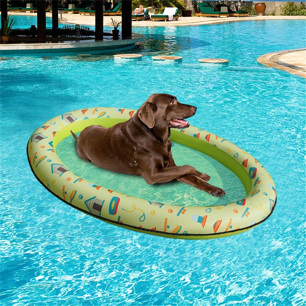 TureClos Pet Swimming Pool Raft Inflatable PVC Pool Raft with Printing Pattern Outdoor Water Playing Toy