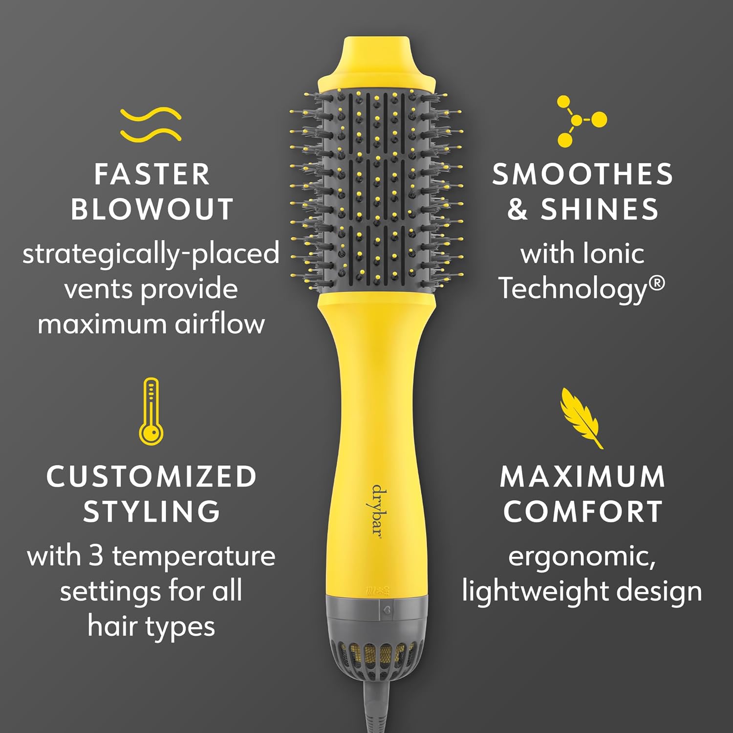 Drybar The Double Shot Oval Blow Dryer Brush | Brush and Blow Dryer in One, Lightweight Blowout Brush for Long Hair and Volume with 3 Temps for Customized Hair Styling