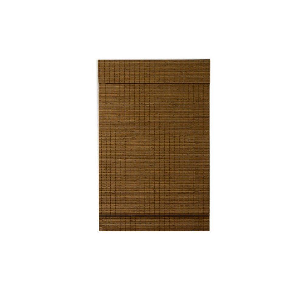 Radiance - Cordless Maple Cape Cod Flatweave Bamboo Roman Shade with Valance 35 in. W x 64 in. L