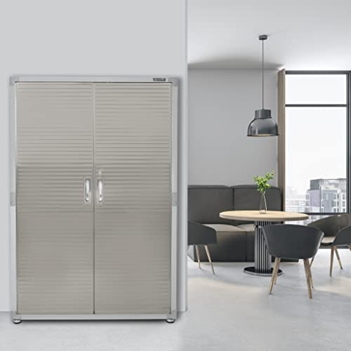 Seville Classics UltraHD Solid Steel Lockable Metal Storage Cabinet Locker Organizer, w/Adjustable Shelves for Garage, Warehouse, Office, Classroom, Granite, 48" W x 24" D x 72" H