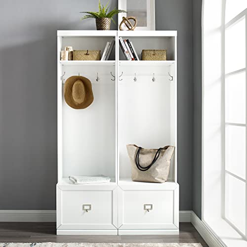 Crosley Furniture Harper 2-Piece Entryway Set with 2 Hall Trees, White