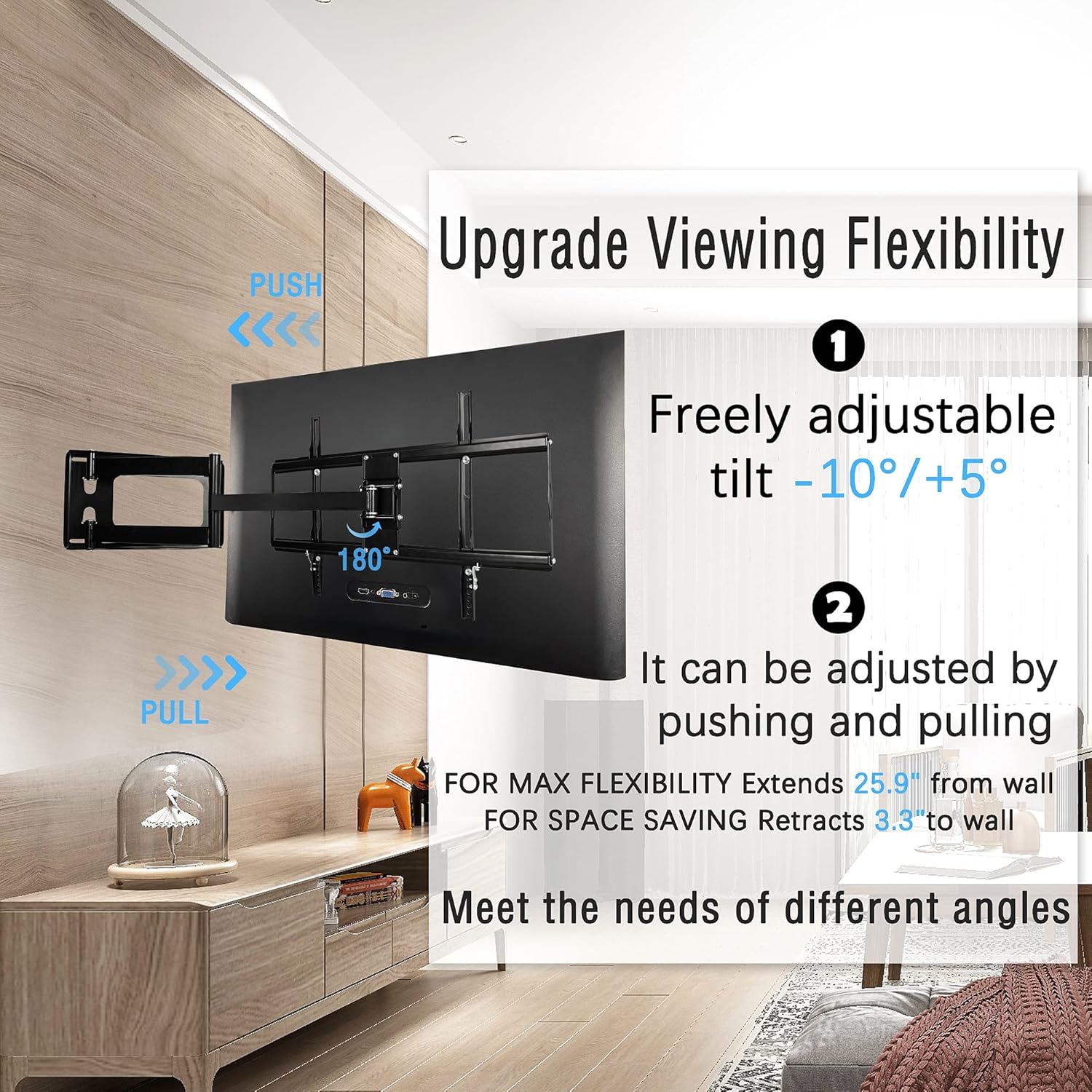TV Wall Mount Full Motion TV Bracket for Most 32-70Inch Flat Screen TVs, TV Mount with Articulating Dual Arms Tilt Swivel 14" Extend, Wall Mount TV Bracket VESA 600x400mm TV Monitor Mount,Up to 99lbs Pack of 2
