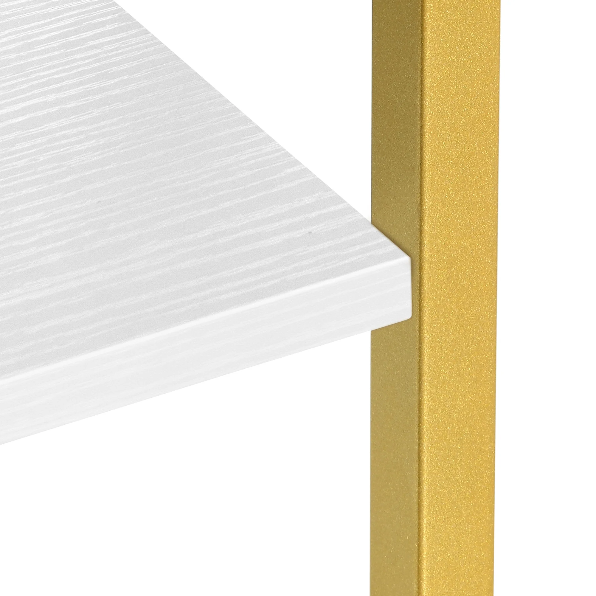 Dextrus 5-Tier Gold and White Bookshelf, Triple Wide Arched Open Display Shelf, Large Storage Bookcase, Tall Display Shelf with Metal Frame, White Gold