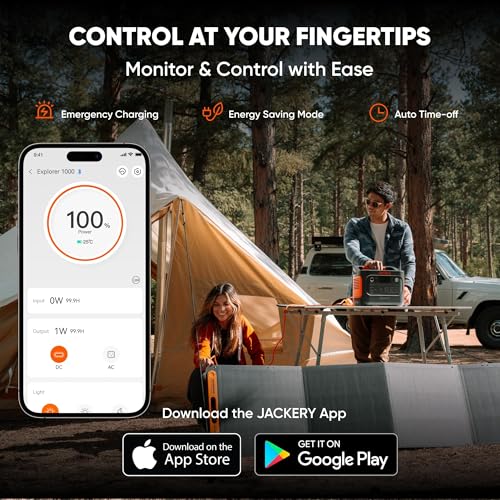 Jackery Solar Generator 1000 v2 with 200W Solar Panel,1070Wh Portable Power Station LiFePO4 Battery,1500W AC/100W USB-C Output, 1Hr Fast Charge for Outdoor,Off-Grid Living,RV,Emergency