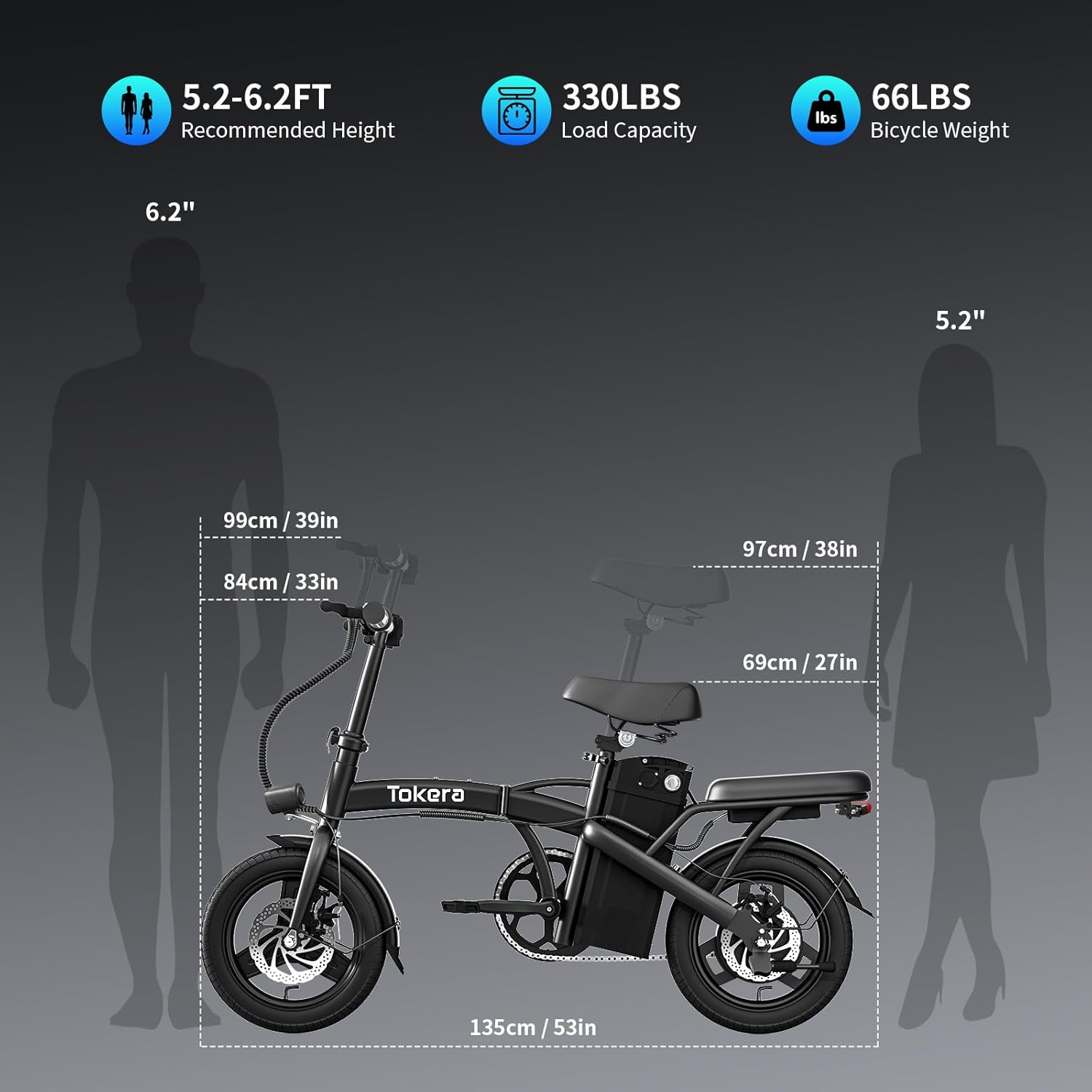 RANHOT Folding Electric Bike for Adult, Powerful 750W Brushless Motor Folding Ebike, 20MPH Top Speed UP to 65 Miles, 14" Adult Electric Bicycle with 48V 13AH Removable Battery for City Commuter