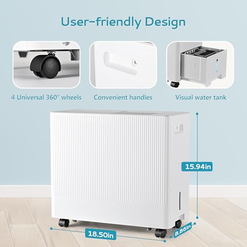 Euhomy 4500 Sq.Ft Energy Star Dehumidifier for Basement with Drain Hose, 50 Pint to 110 Pint Dehumidifier with 1.59 Gallon Water Tank, Auto Drainage,Large Dehumidifiers For Home with 4 Operation Modes
