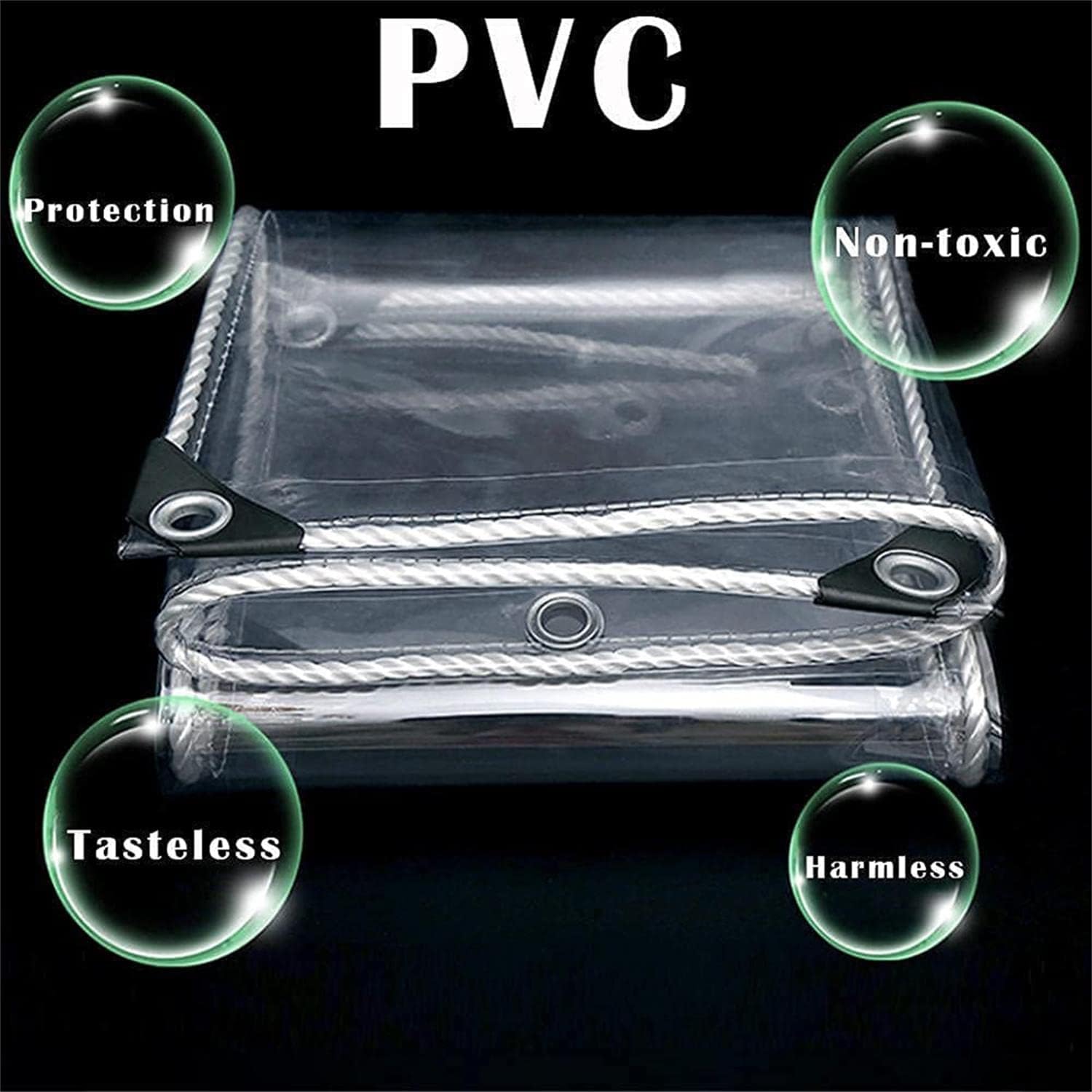GQZGGXX Canopies Tarps Clear PVC Waterproof Cloth Tear Resistance Waterproof 0.35mm Vinyl Transparent Awning Canopy Patio Enclosure,Anti-Aging Insulation Soft Glass Tarpaulin 1.2x2m/3.9'x6.6'