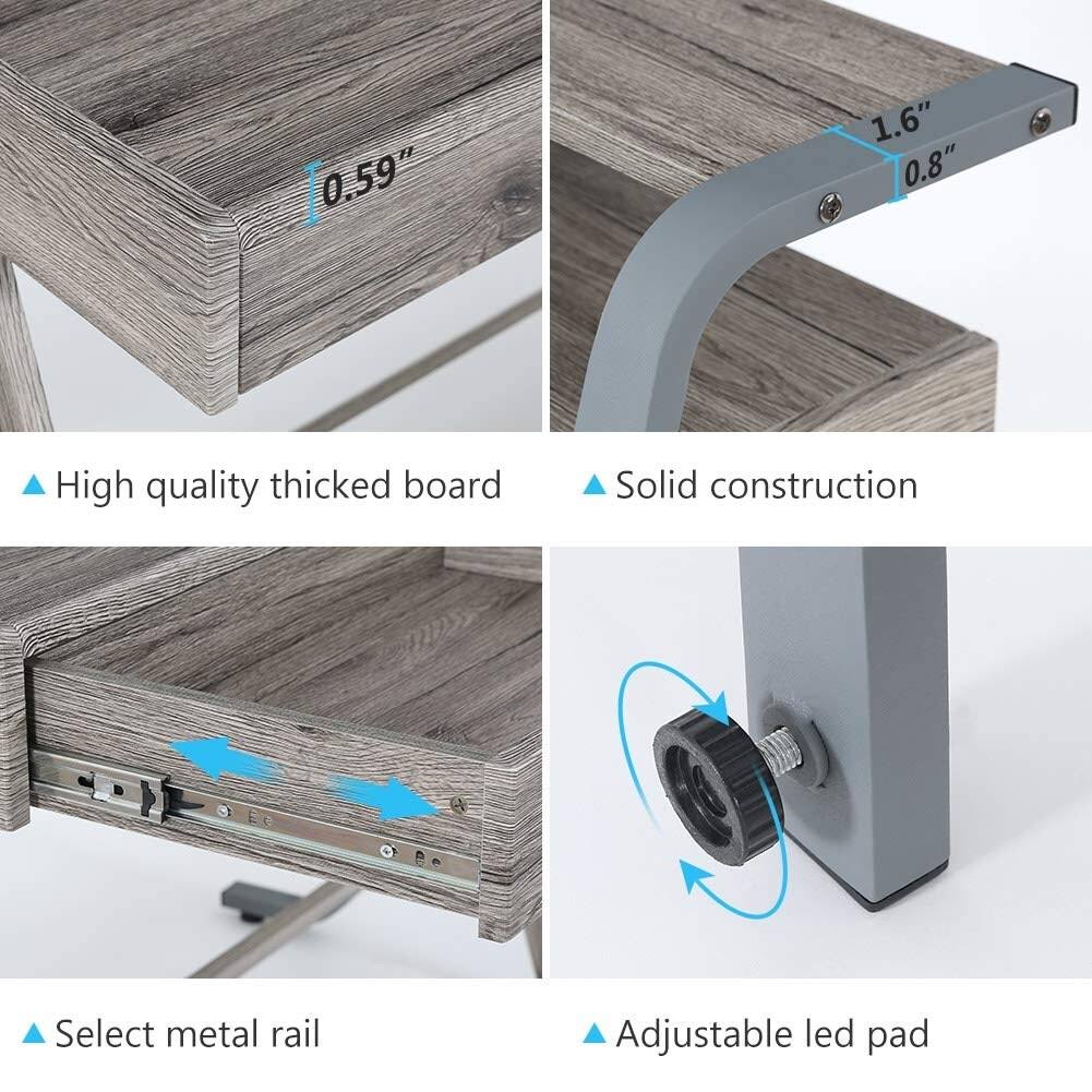 Tribesigns 47'' Computer Desk with 2 Storage Drawers and Monitor Stand - Oak Gray - Wood Finish