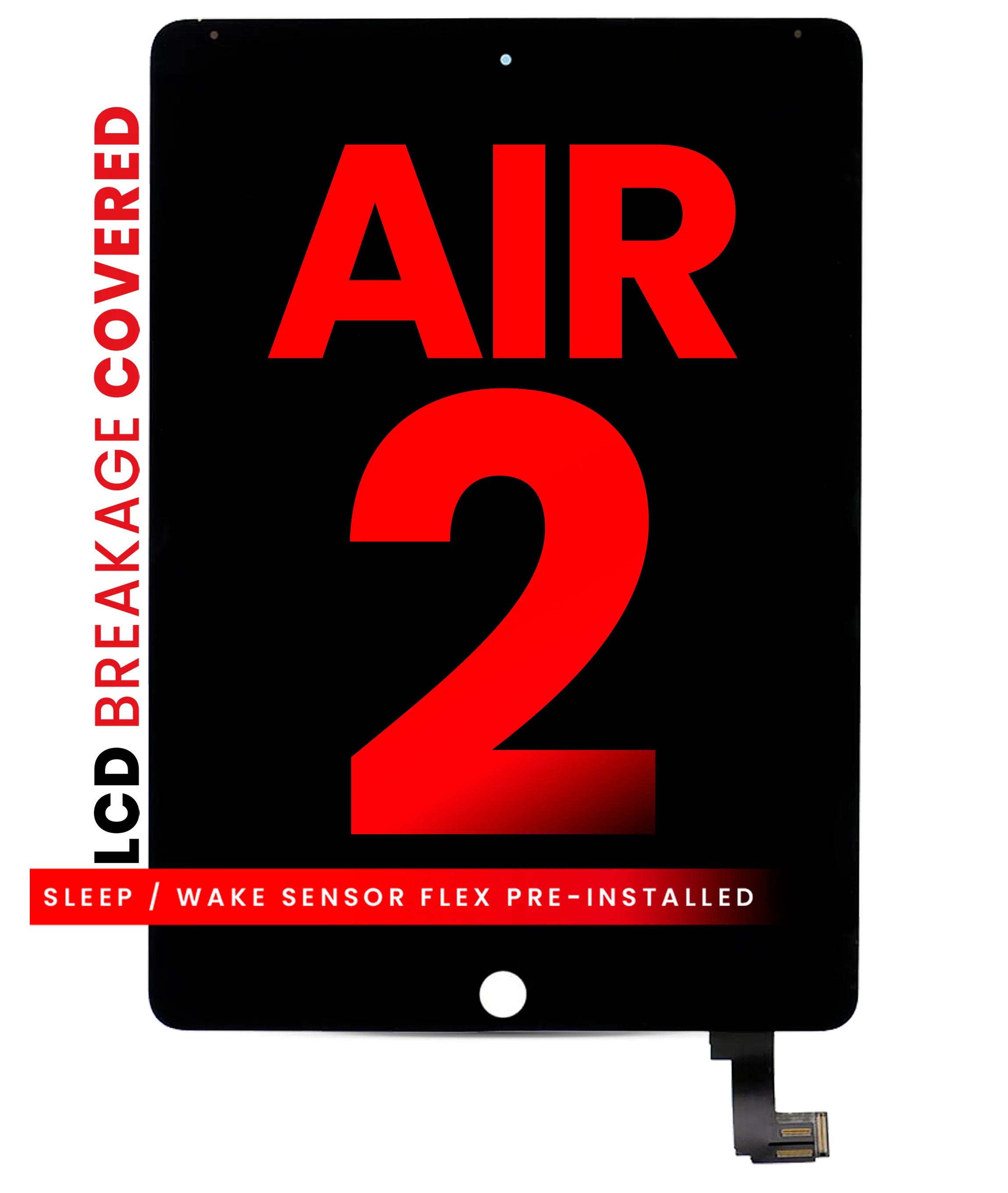 Replacement LCD Assembly With Digitizer Compatible For iPad Air 2 (Sleep / Wake Sensor Flex Pre-Installed) (Aftermarket Pro: XO7) (Black)