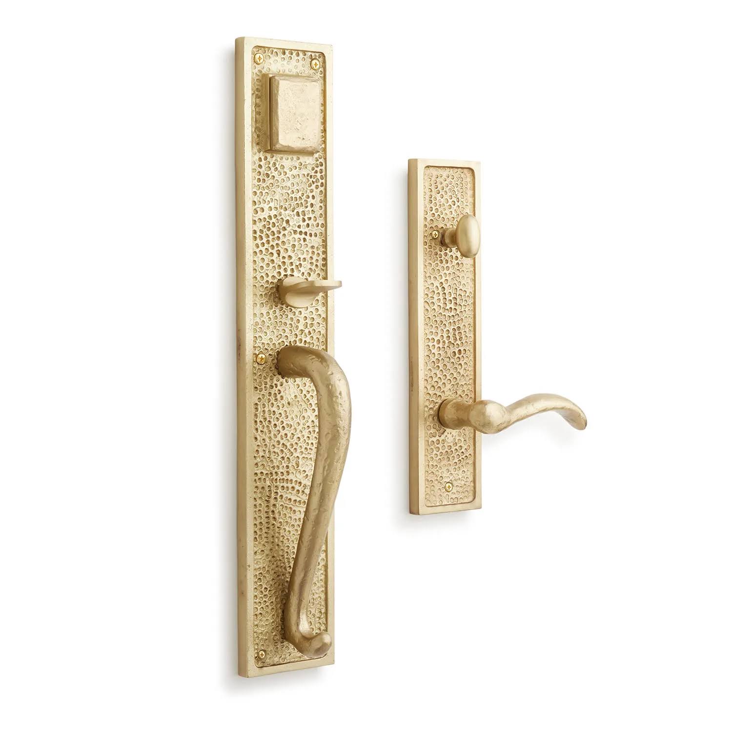 Traeger Solid Brass Entrance Door Set - Lever Handle - 2-3/4x22 Backset - Left Hand - Satin Brass | Signature Hardware 441344