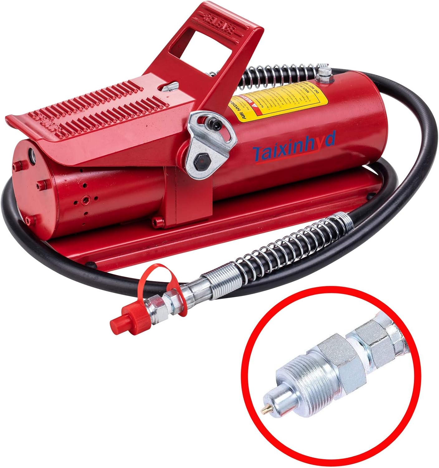 Taixinhyd Air Hydraulic Pump 10,000 PSI 10 Ton Porta Power Hydraulic Air Foot Pump Control Lift with Air Line Lubricator Hose