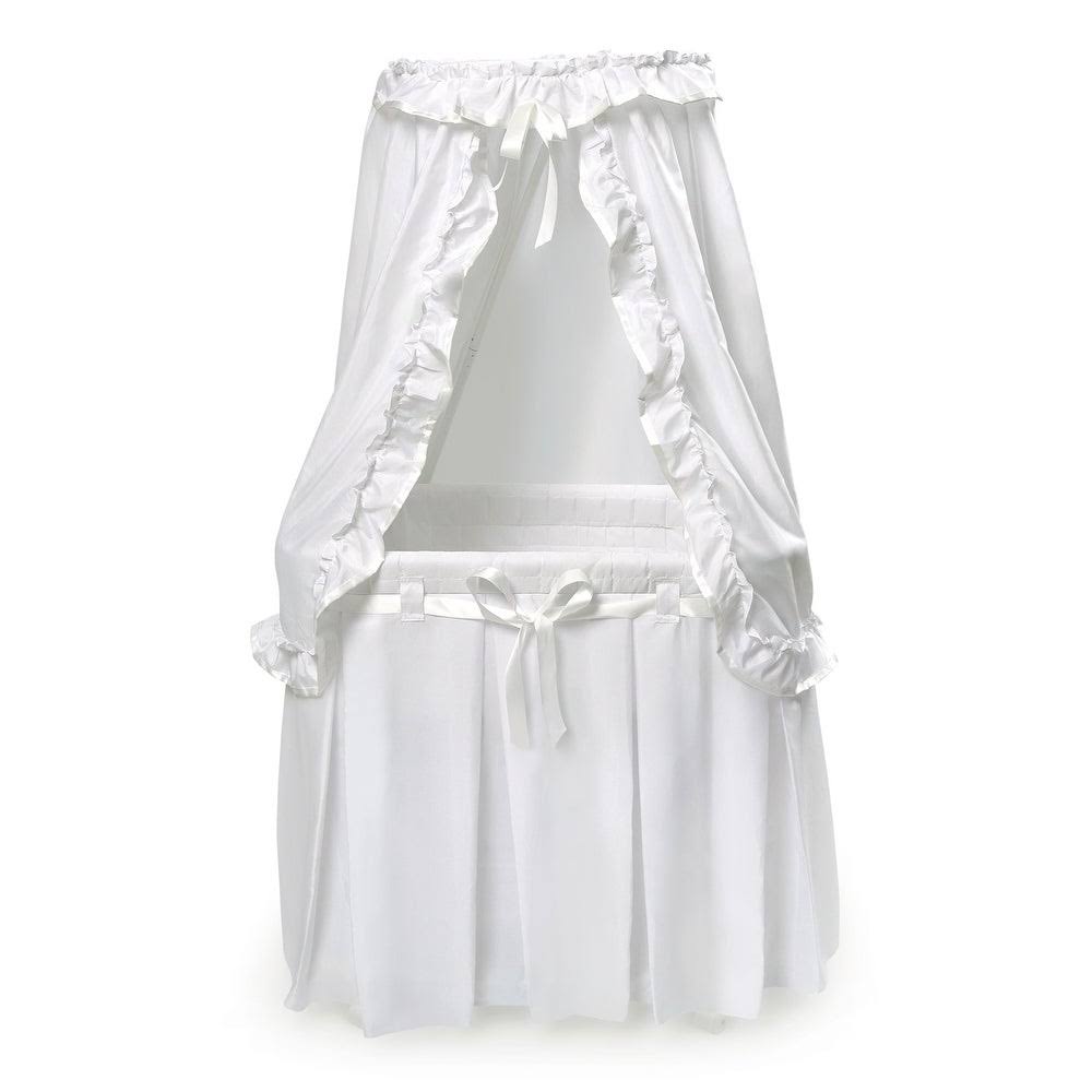 Badger Basket Majesty Baby Bassinet with Canopy Bedding - Gray/White