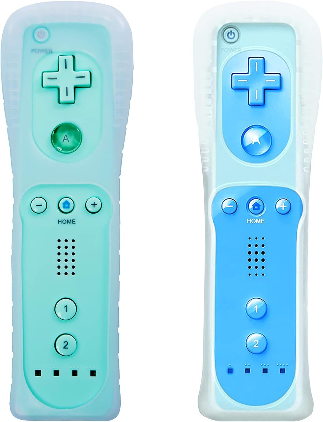 Wii Controller, Soanufa Wii Controller 4 Pack, Wii Remote Controller Band Silicone Case and Wrist Strap, Compatible with Wii and Wii U Game Console (White+Black+Deep Blue+Red)